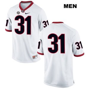 Men's Georgia Bulldogs NCAA #31 Reid Tulowitzky Nike Stitched White Authentic No Name College Football Jersey USZ3454CD